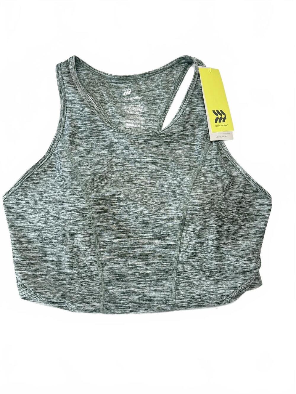 All in Motion Sports Bra NWT Women Seamless Racerback Grey Space Dye Yoga M L